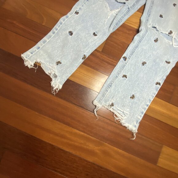 Butterfly Denim Jeans size 7 Material Girl Embroidered - Picture 4 of 7